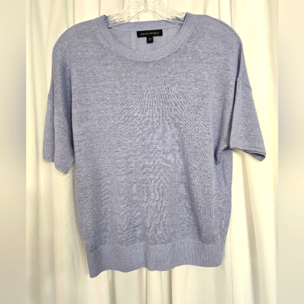 Banana Republic Linen Blend Soft Blue Crewneck Sweater Size XS